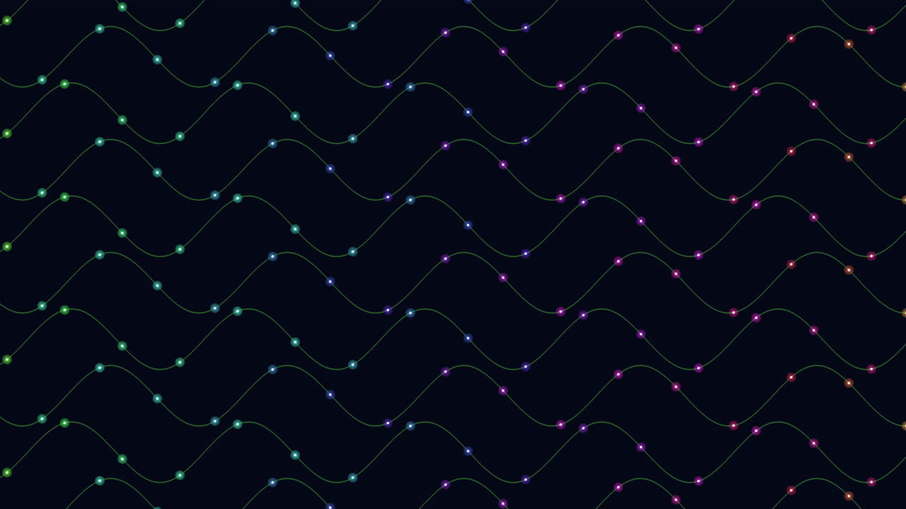 Waves pattern with neon dots on black gradient 4