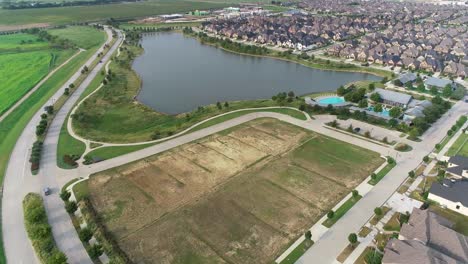 Aerial-flight-over-Harvest-Pond-in-North-Lake