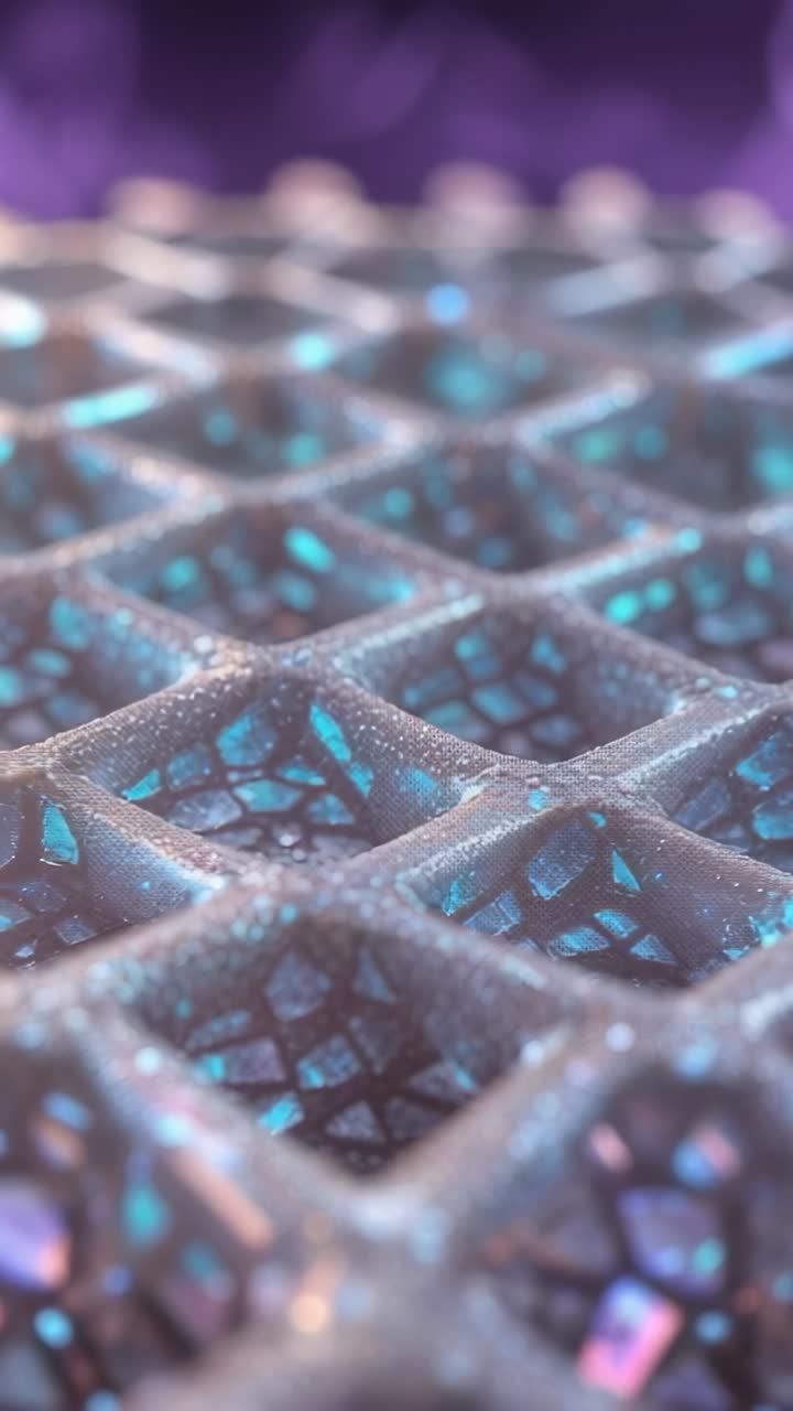 Vertical video: Animation starting cube lattice drifting in digital void, pulsing fractal network