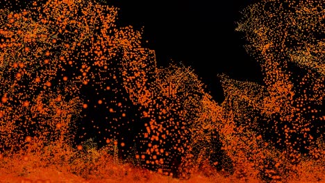 futuristic abstract red lava magma waveform ball oscillation, visualization wave technology digital surface with particles stars