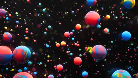 colorful bubbles oil beautiful acrylic paint universe color moving multicolored. fantastic hypnotic surface. gravitation metamorphosis bubbles of bright colors moving oil surface. chemical reaction.