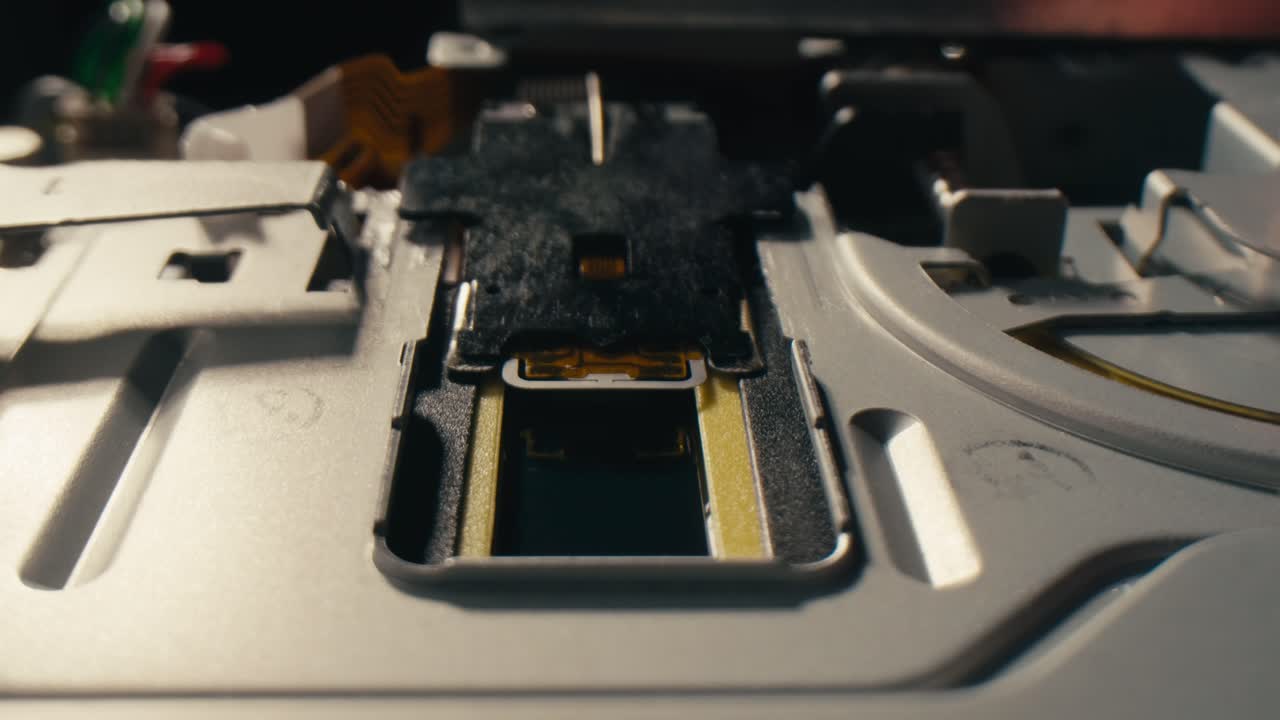 Floppy disc FDD close up, Using diskette for old PC computer macro. Archive programme or Music recorder, playing retro computer games. Vintage device for office, obsolete technology. . High quality 4k footage