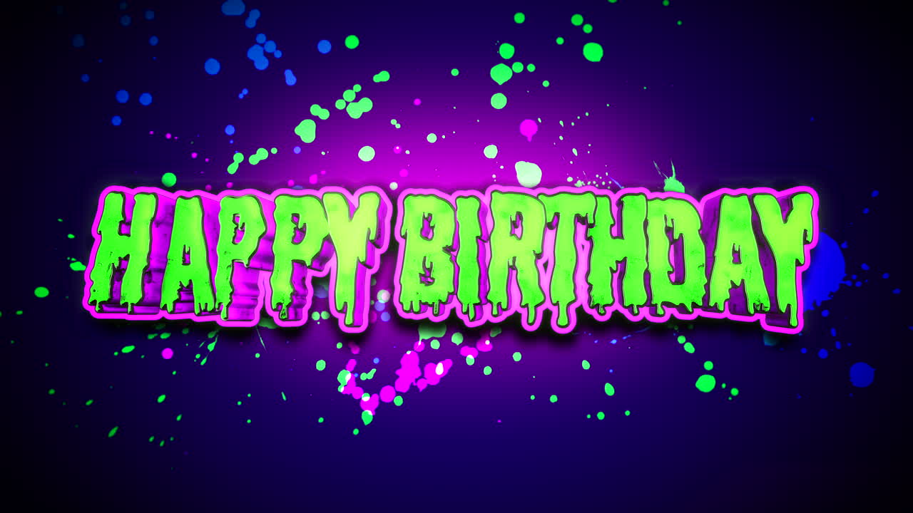 feliz cumpleaños con pinturas de acuarela de arco iris