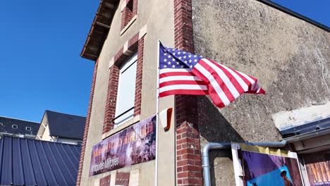 close-up view from the american flag near the museum of military antiquities, arromanches-les-bains, france.
