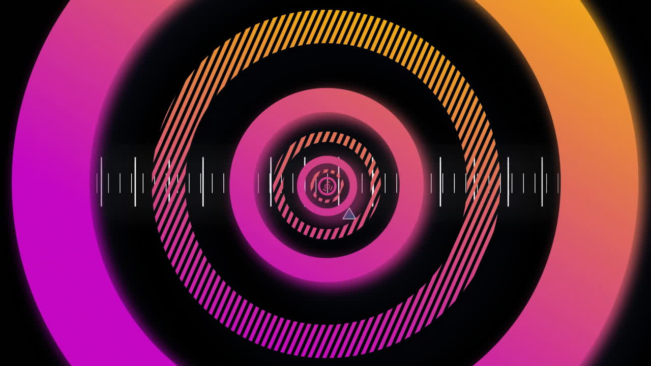 animación de círculos rosados sobre el procesamiento de datos en fondo negro