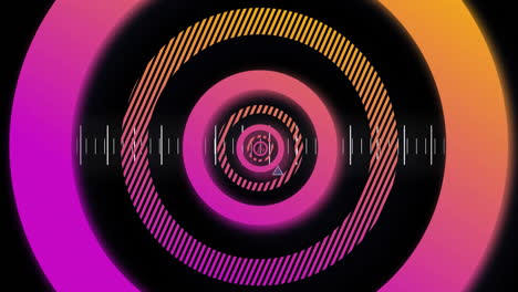 animación de círculos rosados sobre el procesamiento de datos en fondo negro
