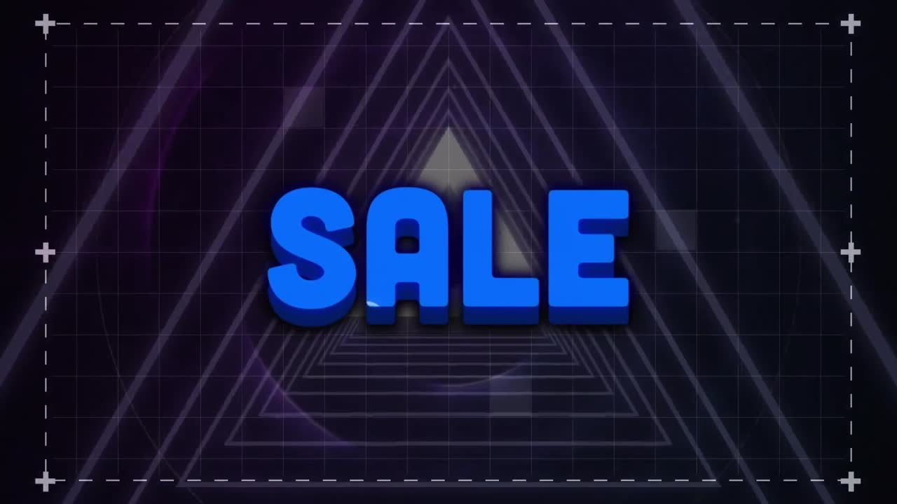 검은색 바탕에 네온 삼각형 위에 판매 텍스트의 애니메이션