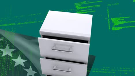 Animation of data processing over locker and flag of bosnia and herzegovina