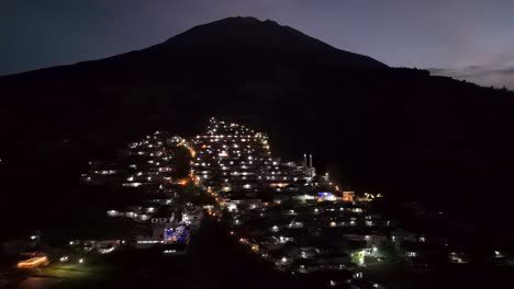 Aerial-view-of-slightly-foggy-morning-on-the-countryside-of-Mount-Sumbing