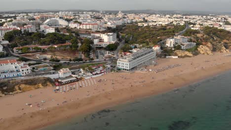 aerial, skyline of a touristic city in algarve, south portugal