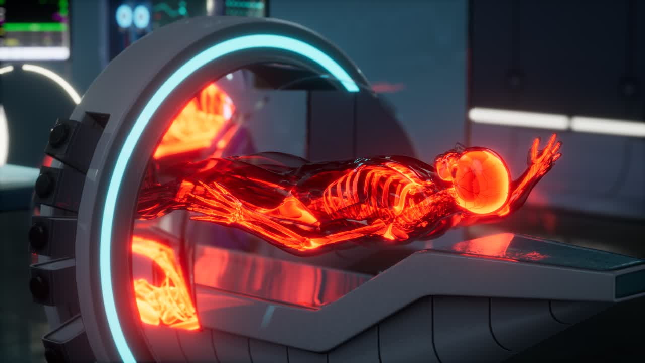 сканирование костей скелета человека в лаборатории