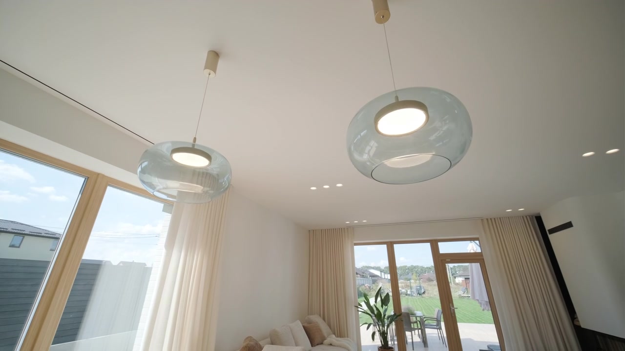 Modern Glass Pendant Lights in Contemporary Living Room