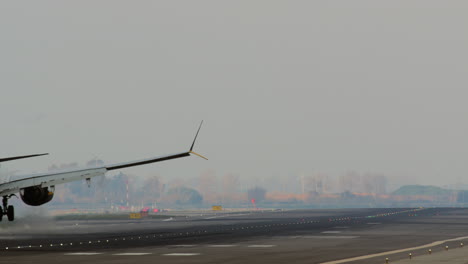 airplane landing on runway