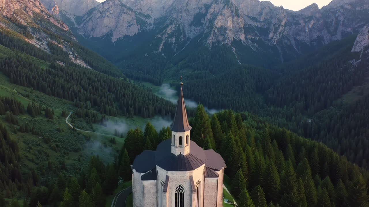 Alpine Chapel at Sunrise