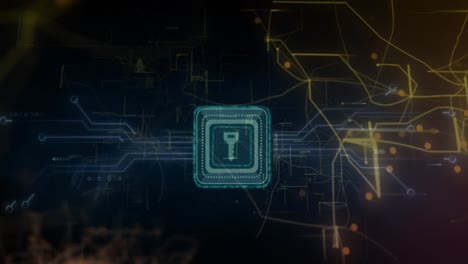 animación del procesamiento de datos sobre un fondo negro