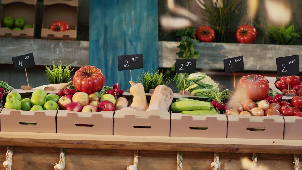 Fresh Vegetables and Fruits at a Farmers Market