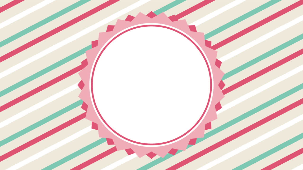 marco de círculo rosa sobre fondo a rayas