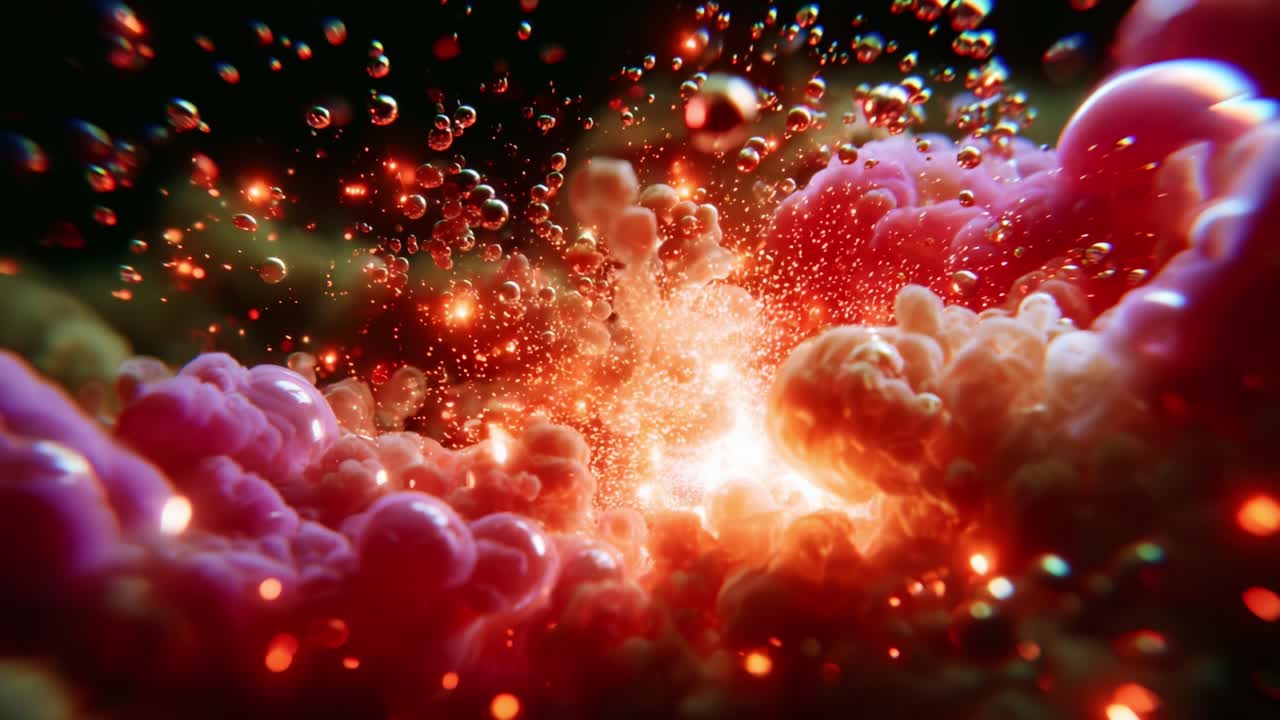 A breathtaking visual journey through cosmic phenomena, where vibrant colors collide and interact, showcasing the beauty of abstract forms and dynamic energy in a fantastical universe of stellar wonders