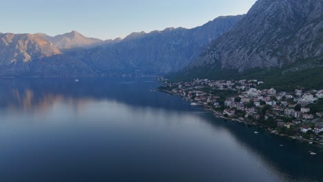 aerial drone view bay of kotor old coastal town city montenegro balkan country balkans adriatic sea