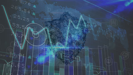 Animation-of-data-processing-with-world-map-over-shield