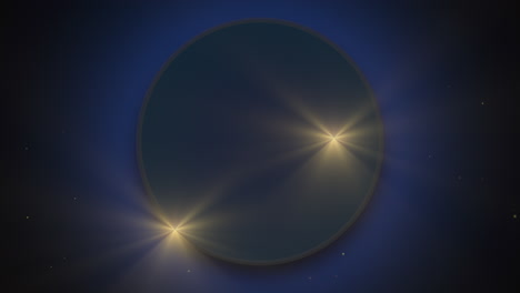 Flying-gold-glitters-and-light-of-stars-on-black-circle