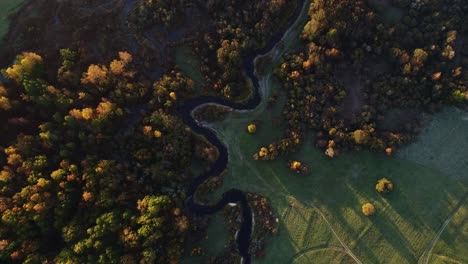 drone of the sventāja river forming natural border between latvia and lithuania