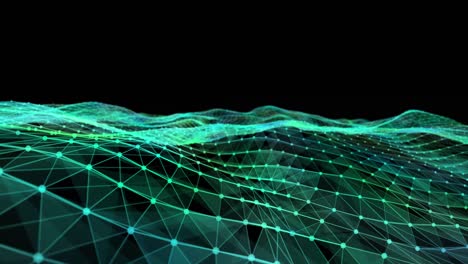 glowing green mesh waves against black background