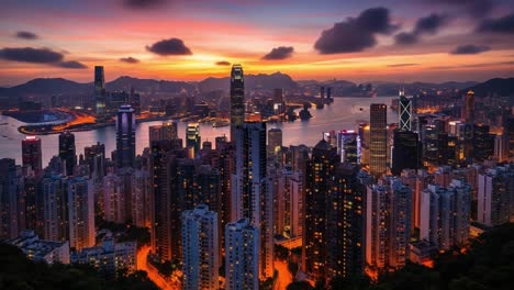 vibrant hong kong cityscape at sunset