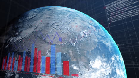 animación del procesamiento de datos financieros en todo el mundo