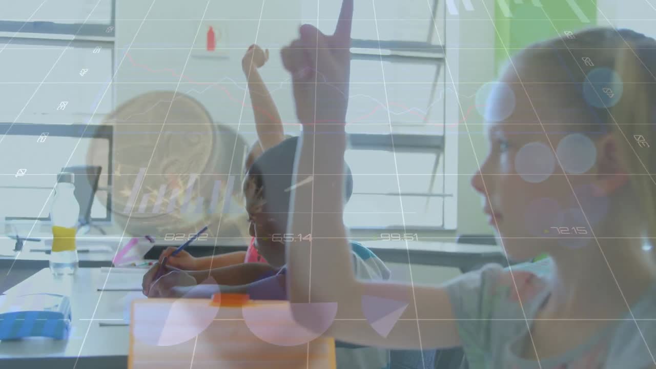 다양한 학교 학생들의 학습에 대한 데이터 처리의 애니메이션