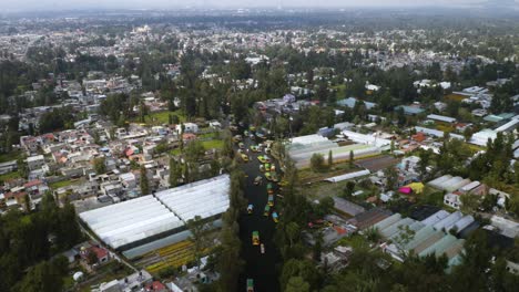 vista de pájaro de xochimilco, ciudad de méxico