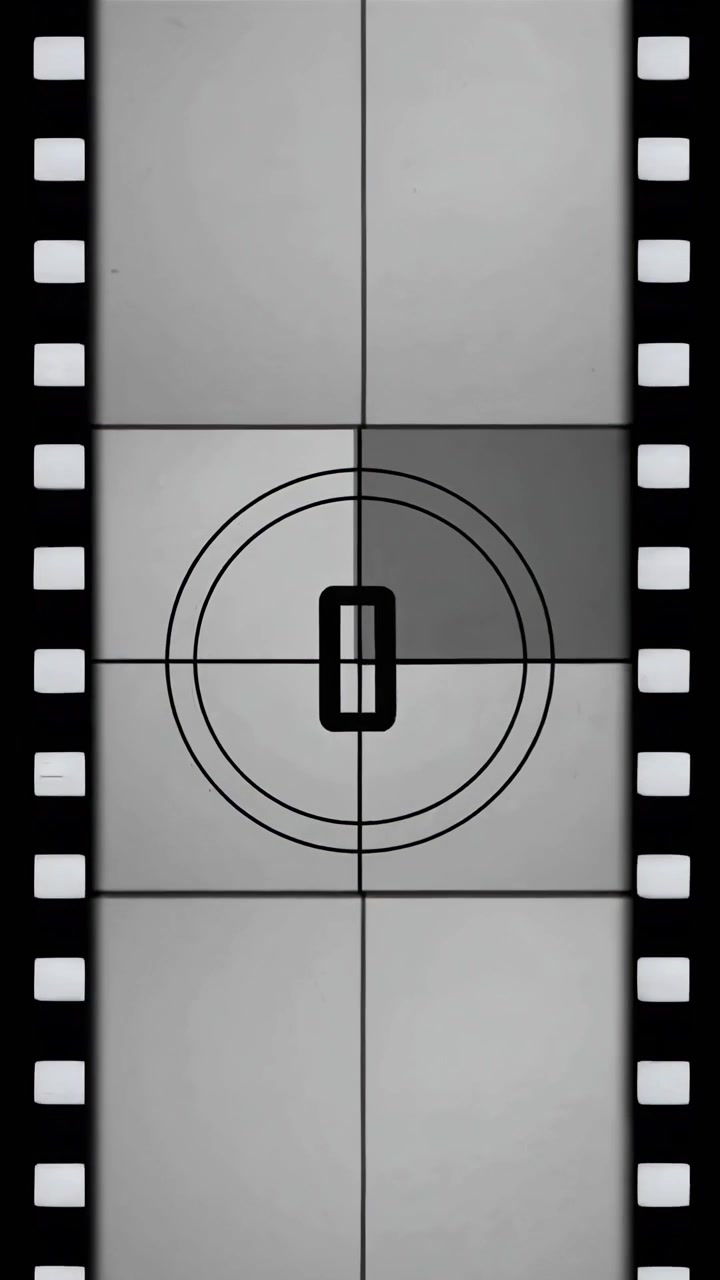 Vintage Film Countdown Leader with Numbers and Start