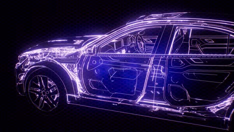 Animación-Holográfica-Del-Modelo-De-Coche-De-Estructura-Metálica-3d-Con-Motor