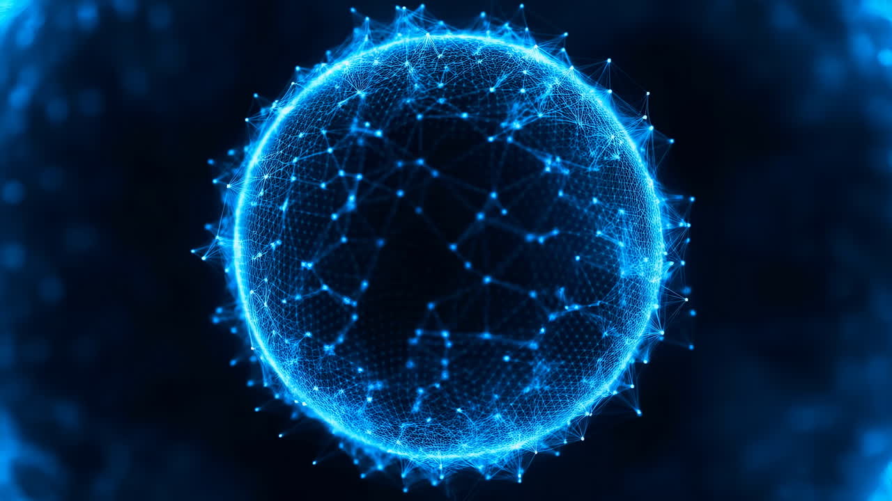 Abstract Digital Sphere with Glowing Network Connections