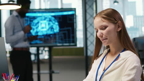 pleased supervisor praises junior dev work, fostering positive office culture