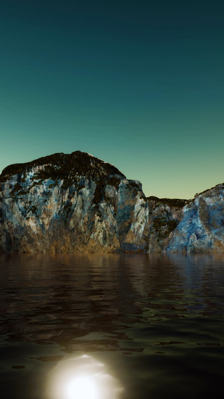 acantilado rocoso en el agua fría del mar