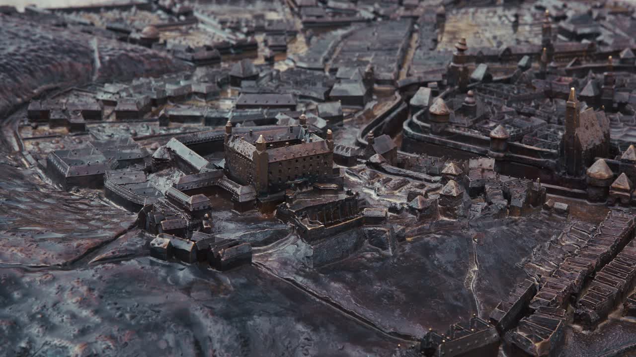 Detailed bronze city model showcasing historic Bratislava architecture and landmarks