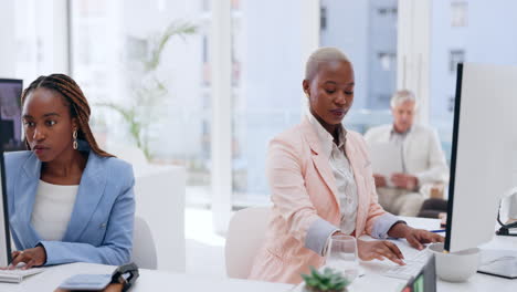 Computer,-office-and-business-women-typing-working