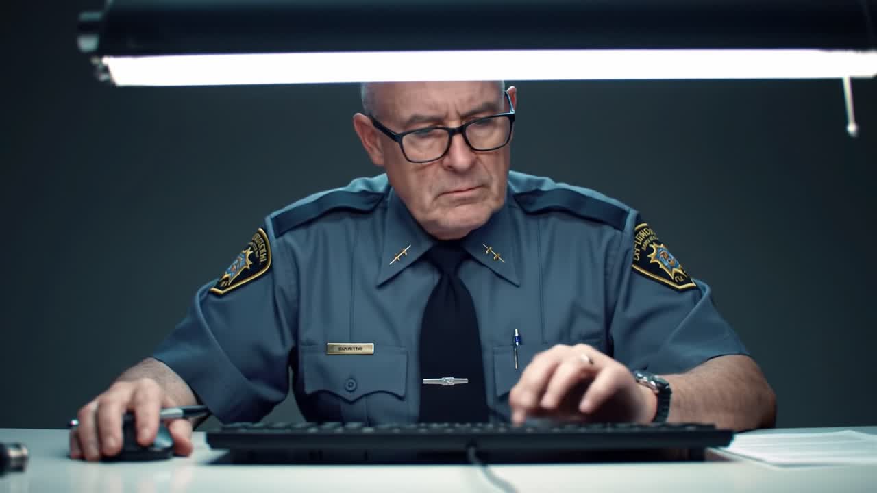 Police Officer Working at a Desk