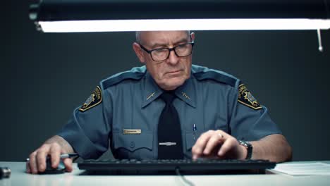 police officer working at a desk