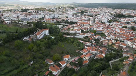 panoramic aerial overview of braganza city, trás-os-montes, portugal
