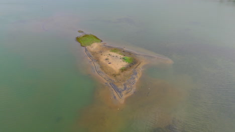 Aerial-view-of-Small-island-in-a-lake