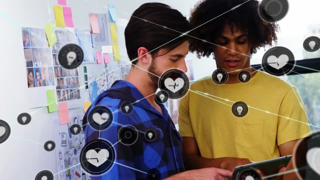 animación de la red de conexiones entre diversas personas de negocios en la oficina