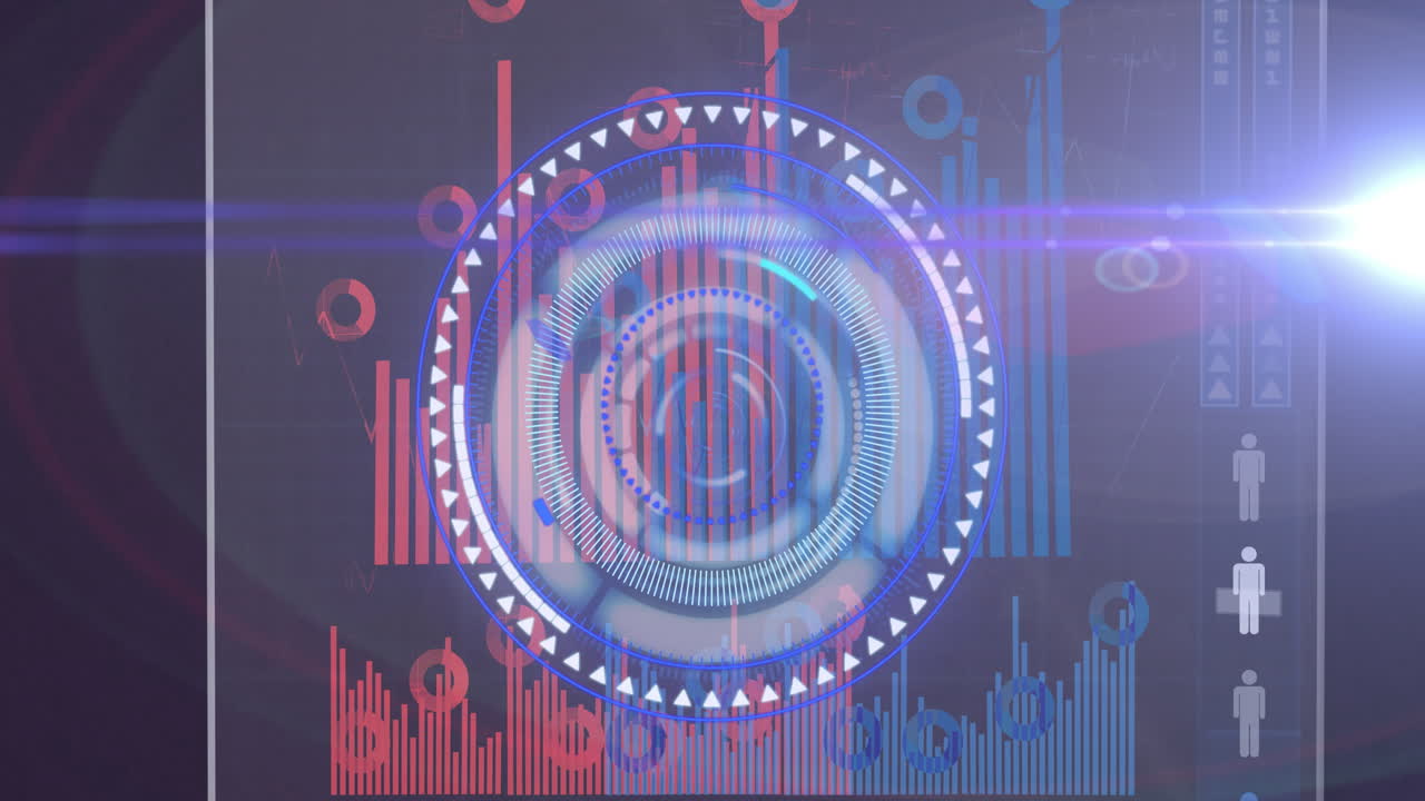 Animation of radar moving over scientific graph and data