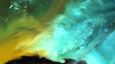 abstract liquid art - ink colours - blue yellow green, uhd