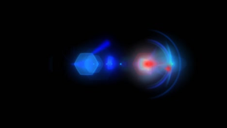 a vibrant blue and red lens flare creates an eye-catching burst of color, radiating bright hues that enhance the scene with dynamic energy and a sense of wonder.