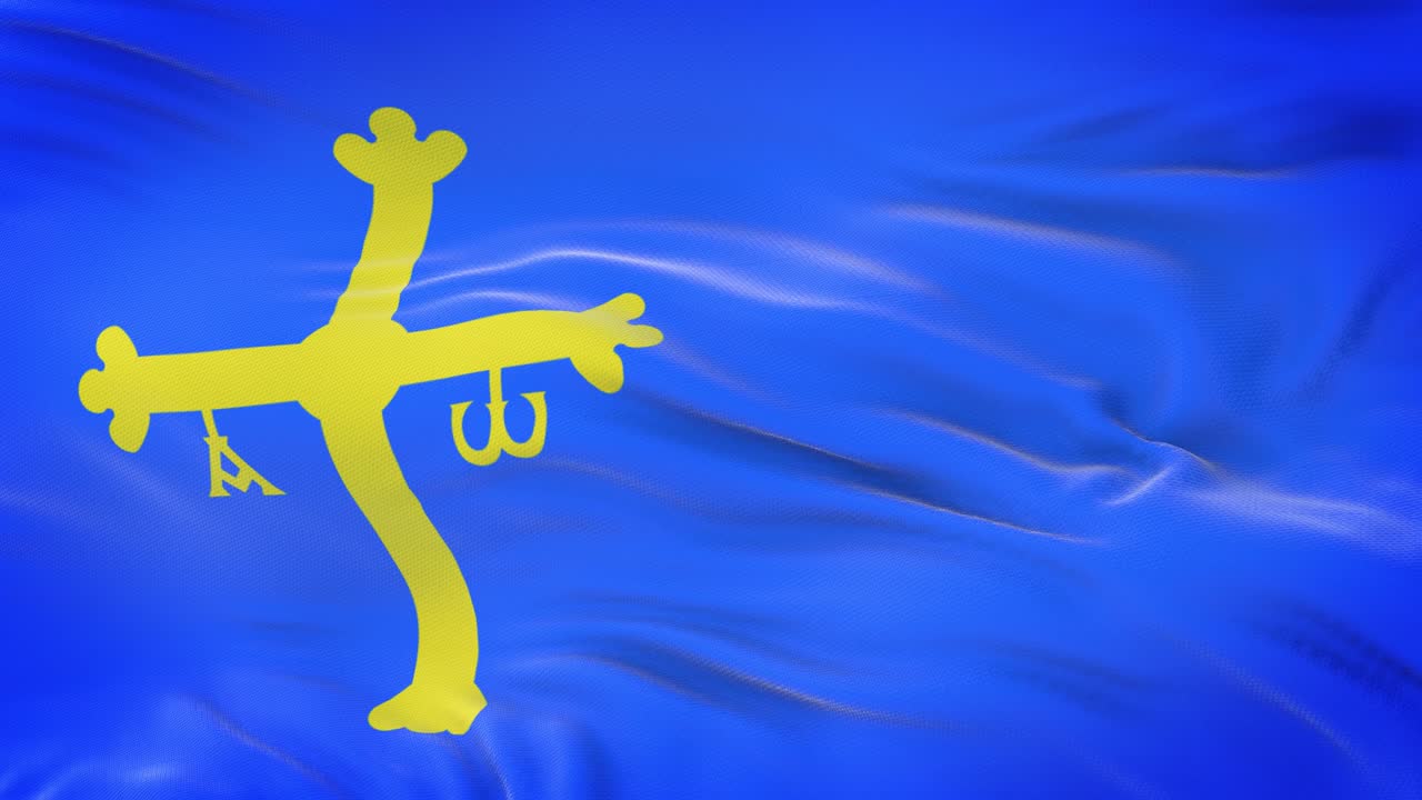 아스투리아스 (스페인의 자치 지역) 발은 매우 상세한 직물 질감으로 바람에 흔들리고 있습니다.