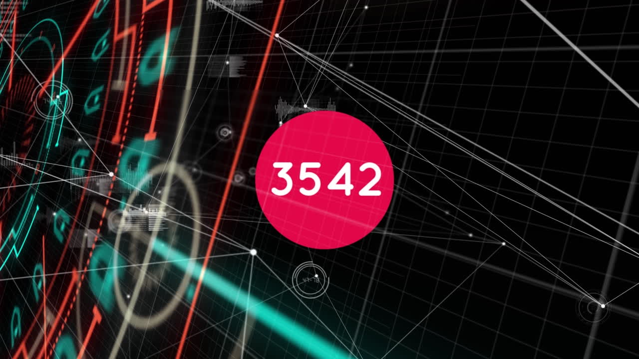 Animation of data processing over black background