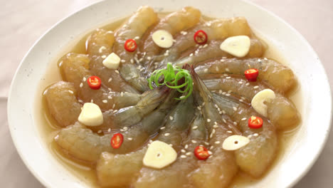 korean style pickled prawns or korean soy sauce pickled shrimp - asian food style