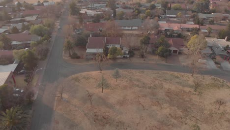 aerial shot of revealing a house in winter south africa
